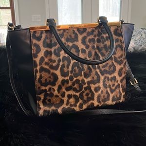 Micheal Kors leather and haircalf animal print bag